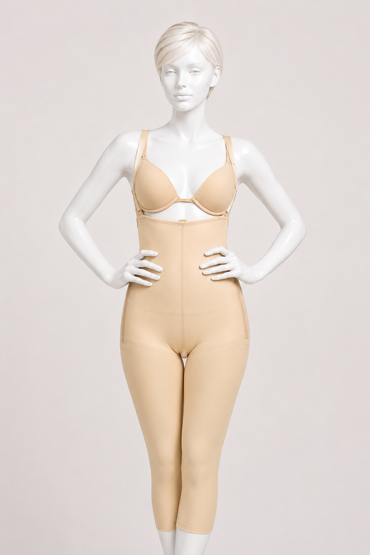 Premium ISAVELA USA Compression Bodysuit No Bra Below Knee with Suspender -BS05